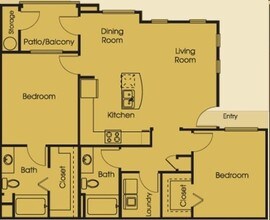 2 Beds • 2 Bath 2020 floor plan